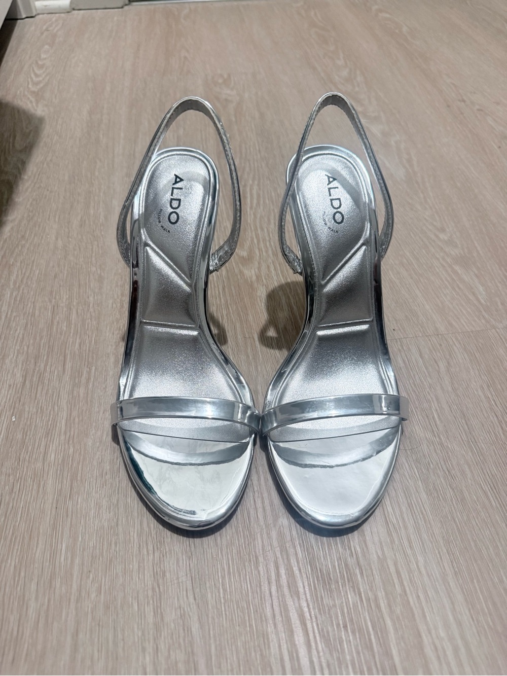 ALDO Silver Metallic Slingback Heels